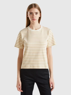 Benetton, Striped T-shirt In Warm Cotton, size XS, Beige, Women United Colors of Benetton