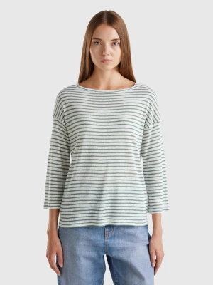 Benetton, Striped T-shirt With 3/4 Sleeves, size L, Green, Women United Colors of Benetton