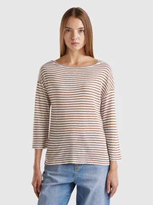 Benetton, Striped T-shirt With 3/4 Sleeves, size XS, Brown, Women United Colors of Benetton