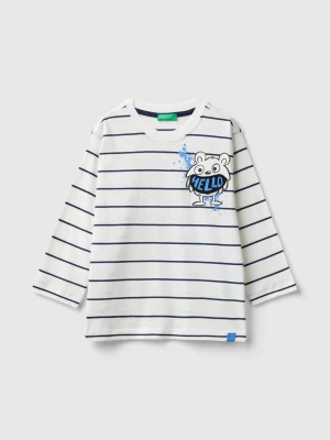 Benetton, Striped T-shirt With Applique, size 104, White, Kids United Colors of Benetton