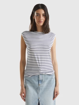 Benetton, Striped T-shirt With Knot, size XXS, Dark Blue, Women United Colors of Benetton