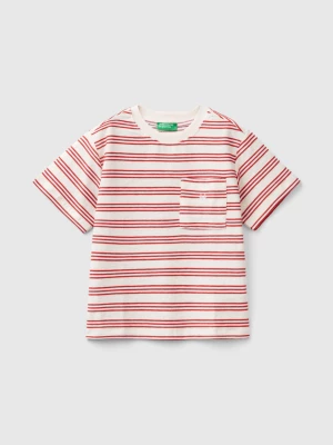 Benetton, Striped T-shirt With Pocket, size 104, Red, Kids United Colors of Benetton