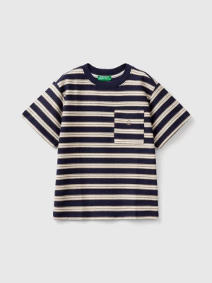 Benetton, Striped T-shirt With Pocket, size 82, Dark Blue, Kids United Colors of Benetton