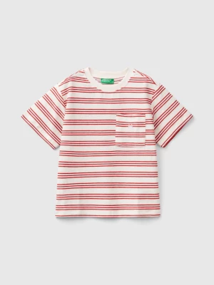 Benetton, Striped T-shirt With Pocket, size 82, Red, Kids United Colors of Benetton