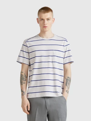 Benetton, Striped T-shirt With Pocket, size XS, Light Gray, Men United Colors of Benetton