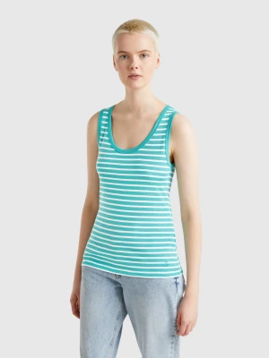 Benetton, Striped Tank Top In 100% Cotton, size XXS, Light Blue, Women United Colors of Benetton