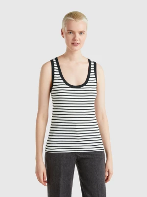 Benetton, Striped Tank Top In 100% Cotton, size XXS, White, Women United Colors of Benetton