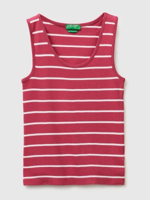 Benetton, Striped Tank Top In Pure Cotton, Size: M, Plum, Women United Colors of Benetton