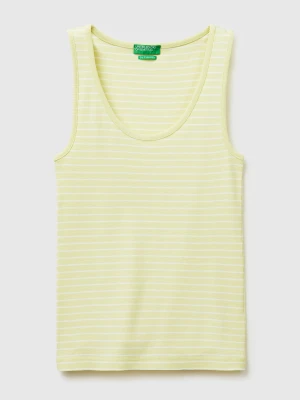 Benetton, Striped Tank Top In Pure Cotton, Size: XS, Vanilla, Women United Colors of Benetton