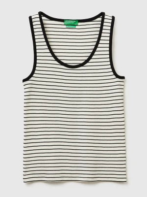 Benetton, Striped Tank Top In Pure Cotton, Size: XS, Black, Women United Colors of Benetton