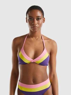 Benetton, Striped Triangle Swim Top In Econyl®, size 3°, Violet, Women United Colors of Benetton