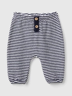 Benetton, Striped Trousers In A Recycled Cotton Blend, size 56, Blue, Kids United Colors of Benetton