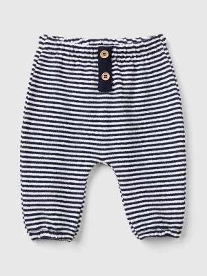 Benetton, Striped Trousers In A Recycled Cotton Blend, size 68, Blue, Kids United Colors of Benetton