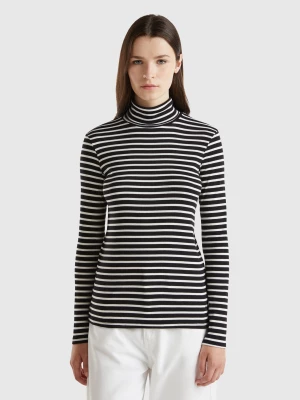 Benetton, Striped Turtleneck T-shirt, size L, Black, Women United Colors of Benetton