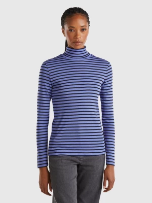 Benetton, Striped Turtleneck T-shirt, size M, Periwinkle, Women United Colors of Benetton