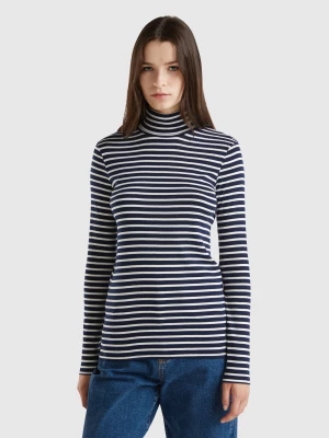 Benetton, Striped Turtleneck T-shirt, size XL, Dark Blue, Women United Colors of Benetton