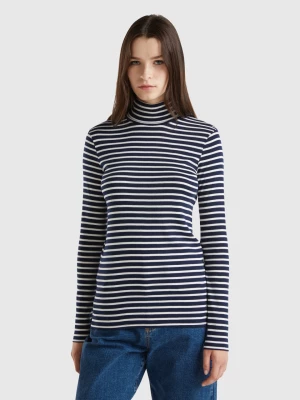 Benetton, Striped Turtleneck T-shirt, size XS, Dark Blue, Women United Colors of Benetton