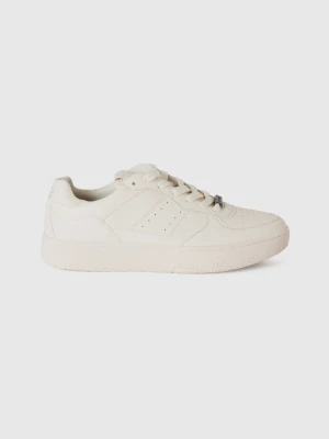 Benetton, Suede-look Low-top Sneakers, size 35, Creamy White, Women United Colors of Benetton