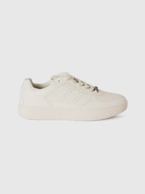 Benetton, Suede-look Low-top Sneakers, size 38, Creamy White, Women United Colors of Benetton