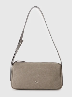 Benetton, Suede-look Shoulder Bag, Size: OS, Gray, Women United Colors of Benetton