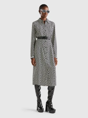 Benetton Sukienka w kolorze czarno-białym rozmiar: L