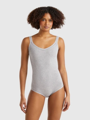 Benetton, Super Stretch Cotton Bodysuit, size OS, Light Gray, Women United Colors of Benetton