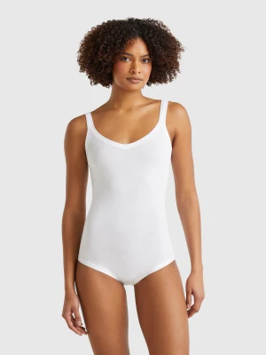 Benetton, Super Stretch Cotton Bodysuit, size OS, White, Women United Colors of Benetton