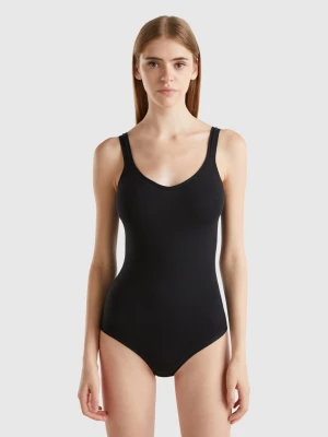 Benetton, Super Stretch Organic Cotton Bodysuit, size OS, Black, Women United Colors of Benetton