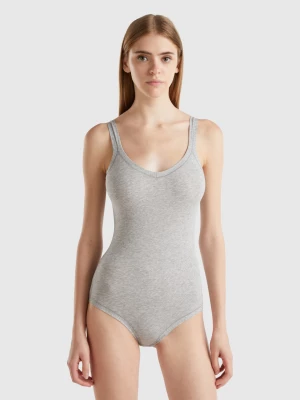 Benetton, Super Stretch Organic Cotton Bodysuit, size OS, Light Gray, Women United Colors of Benetton