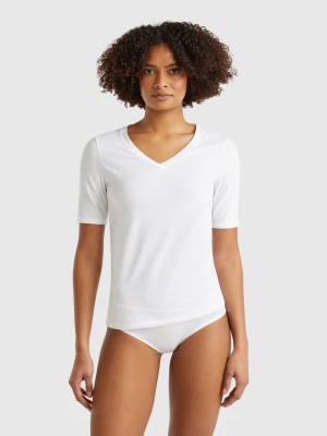 Benetton, Super Stretch Cotton T-shirt, size XS, White, Women United Colors of Benetton