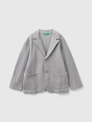 Benetton, Sweat Blazer With Pockets, size M, Light Gray, Kids United Colors of Benetton