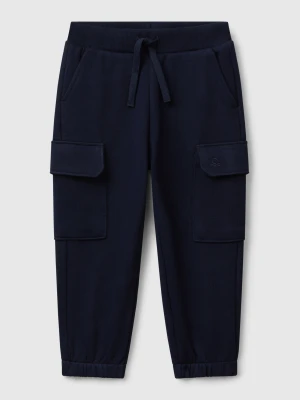 Benetton, Sweat Fabric Cargo Joggers, size 116, Dark Blue, Kids United Colors of Benetton
