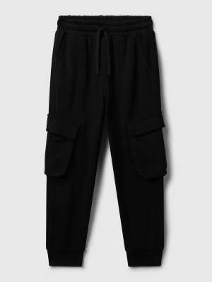 Benetton, Sweat Fabric Cargo Joggers, Size: M, Black, Kids United Colors of Benetton