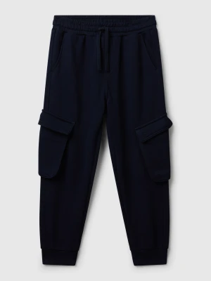 Benetton, Sweat Fabric Cargo Joggers, Size: L, Dark Blue, Kids United Colors of Benetton