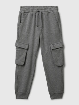 Benetton, Sweat Fabric Cargo Joggers, Size: M, Dark Gray, Kids United Colors of Benetton