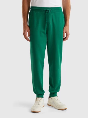 Benetton, Sweat Joggers In 100% Cotton, size XL, Dark Green, Men United Colors of Benetton