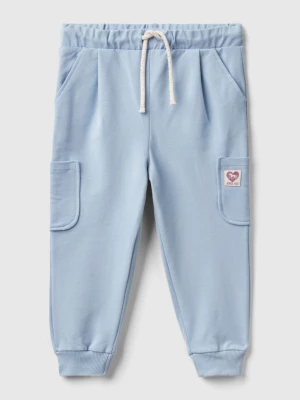 Benetton, Sweat Joggers In Organic Stretch Cotton, size 104, Sky Blue, Kids United Colors of Benetton