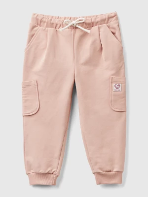 Benetton, Sweat Joggers In Organic Stretch Cotton, size 104, Soft Pink, Kids United Colors of Benetton