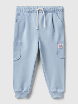 Benetton, Sweat Joggers In Organic Stretch Cotton, size 110, Sky Blue, Kids United Colors of Benetton