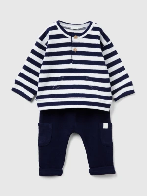 Benetton, Sweat Outfit With Stripes, Size: 82, Blue, Kids United Colors of Benetton