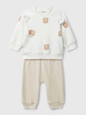 Benetton, Sweat Set With Print, Size: 82, Creamy White, Kids United Colors of Benetton