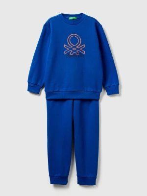 Benetton, Sweat Tracksuit With Logo, Size: 116, Bright Blue, Kids United Colors of Benetton