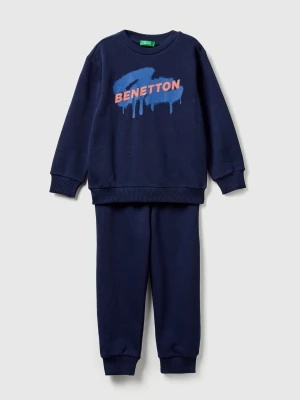 Benetton, Sweat Tracksuit With Logo, Size: 116, Dark Blue, Kids United Colors of Benetton