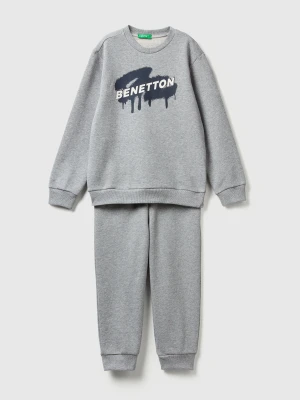 Benetton, Sweat Tracksuit With Logo, Size: 116, Light Gray, Kids United Colors of Benetton