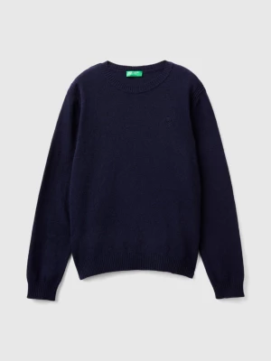 Benetton, Sweater In Cashmere And Wool Blend, size L, Dark Blue, Kids United Colors of Benetton