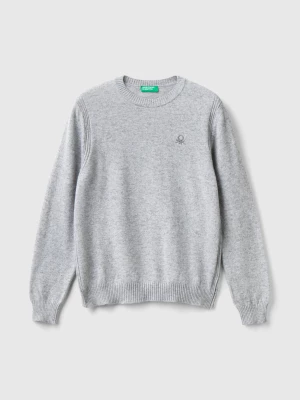 Benetton, Sweater In Cashmere And Wool Blend, size L, Light Gray, Kids United Colors of Benetton