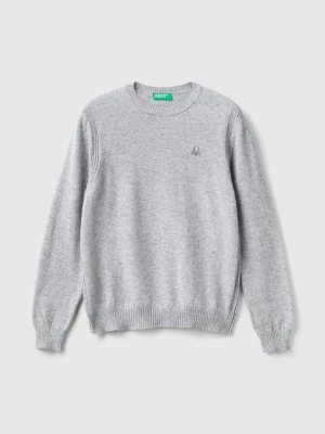 Benetton, Sweater In Cashmere And Wool Blend, size M, Light Gray, Kids United Colors of Benetton