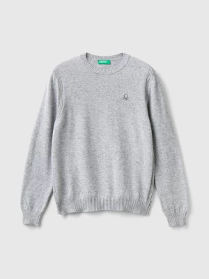 Benetton, Sweater In Cashmere And Wool Blend, size S, Light Gray, Kids United Colors of Benetton