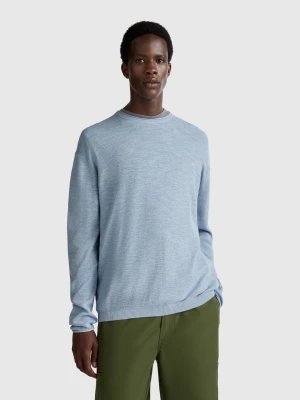 Zdjęcie produktu Benetton, Sweater In Linen And Cotton Blend, size M, Light Blue, Men United Colors of Benetton