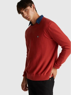Benetton, Sweater In Pure Cotton, Size: L, Brick Red, Men United Colors of Benetton